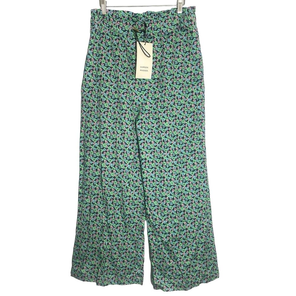 Damson Madder Organic Cotton Wide Leg Ditsy Floral Trousers Bloomcore Medium NEW